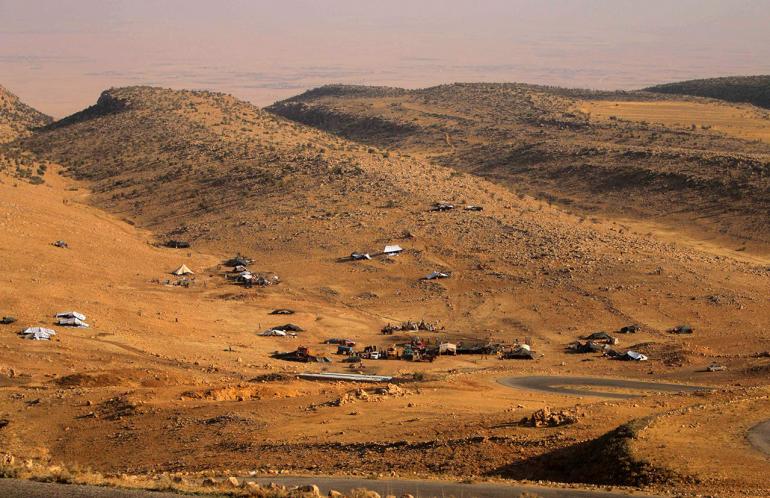 ค่ายผู้อพยพชาวยาซิดี บริเวณภูเขาซินจาร์