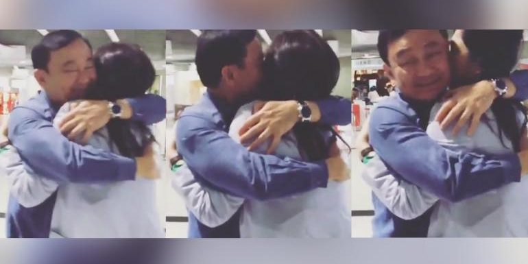 'ทักษิณ' หอม 'ปู' ฟอดใหญ่ หลังไม่ได้พบกว่า 3 ปี (ชมคลิป)